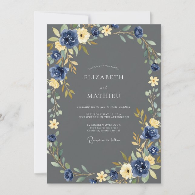 Invitación Boda de Invierno Refined Carbón (Anverso)
