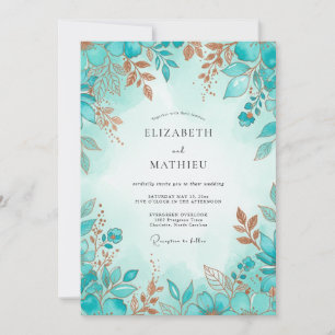 Invitación Boda de Invierno Refined Turquesa
