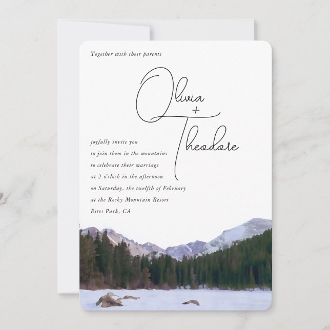 Invitación Boda de invierno RMNP (Anverso)