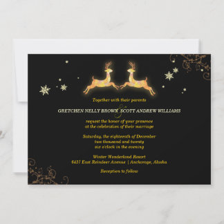 Invitación Boda de invierno romántica de la pareja caribú