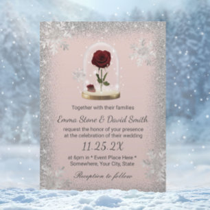 Invitación Boda de invierno Rosa de belleza dome Rubor rosa