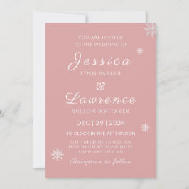 Invitación Boda de invierno rosa elegante y moderna