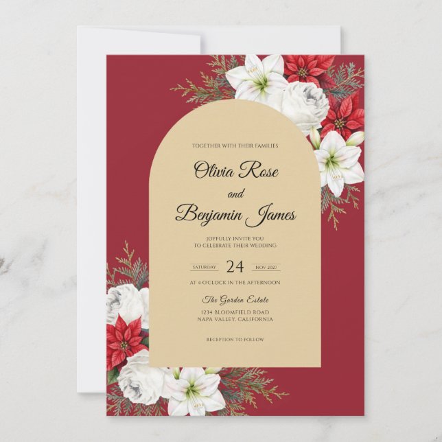 Invitación Boda de invierno Ruby Lily (Anverso)