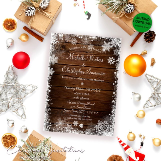 Invitación Boda de Invierno Rustic Wood Country (Subido por el creador)