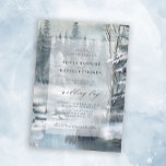 Invitación Boda de invierno rústica azul de montaña<br><div class="desc">Invitación a la boda de un guion de escritura moderna de tipografía moderna con polvorientos suelos de madera azul y blanco.</div>
