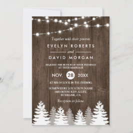 Invitación Boda De Invierno Rústica Cadena De Madera Ilumina 