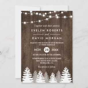 Invitación Boda De Invierno Rústica Cadena De Madera Ilumina