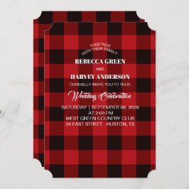 Invitación boda de invierno rústica con dorada de búfala roja