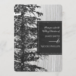 Invitación Boda de invierno rústica de árbol de pino nevado