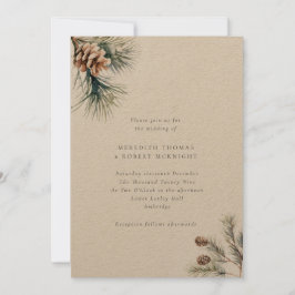 Invitación Boda de invierno Rústica de hojas de pino y de con