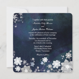 Invitación Boda de Invierno Rústica de la Marina Azul helada