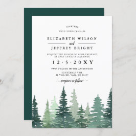 Invitación Boda de Invierno Rústica Pine Forest Inv