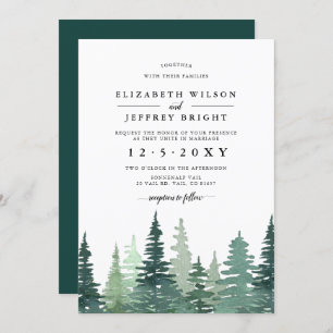 Invitación Boda de Invierno Rústica Pine Forest Inv