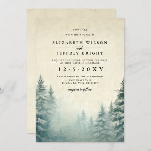 Invitación Boda de Invierno Rústica Pine Forest Inv