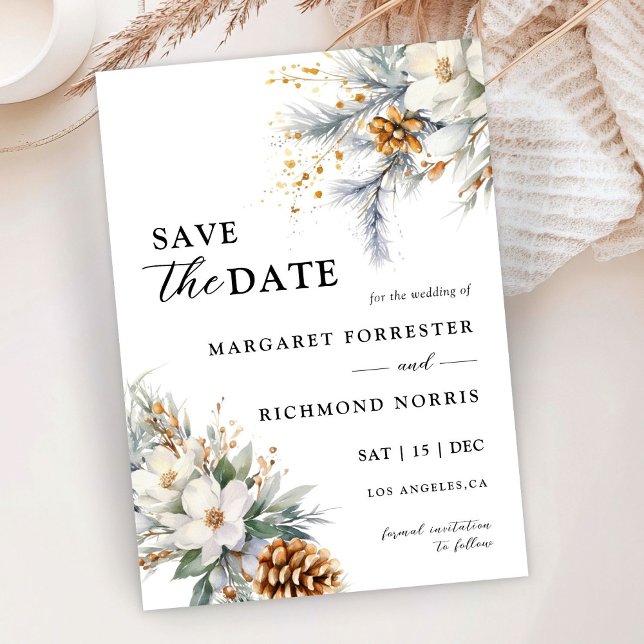 Invitación Boda De Invierno Rústico Floral Salva La Fecha (Subido por el creador)