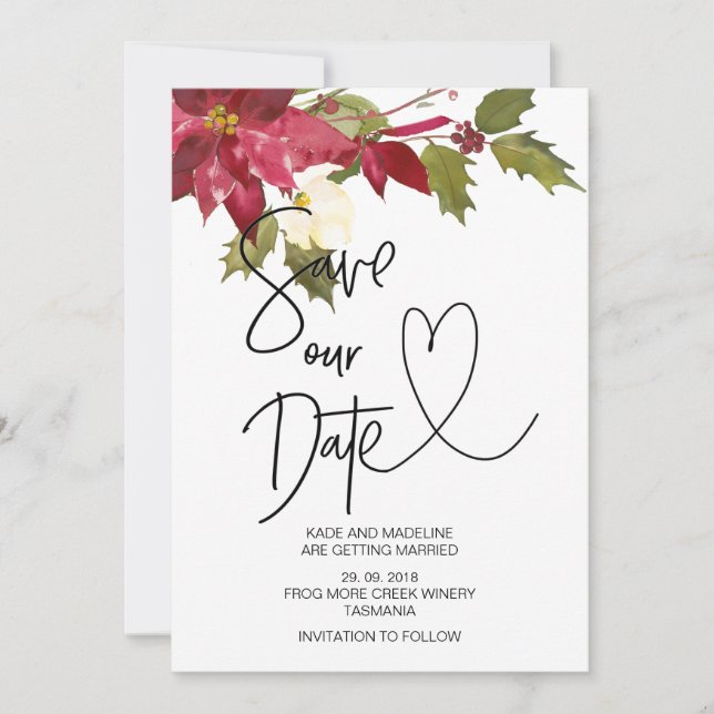 Invitación Boda de invierno, salva nuestra fecha de Navidad (Anverso)