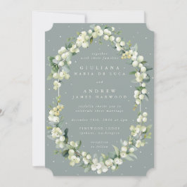 Invitación Boda de Invierno Seafoam Green Snowberry+Eucalyptu