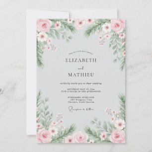 Invitación Boda de invierno serena en rosa rubor