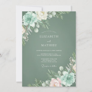 Invitación Boda de invierno serena en verde salvia