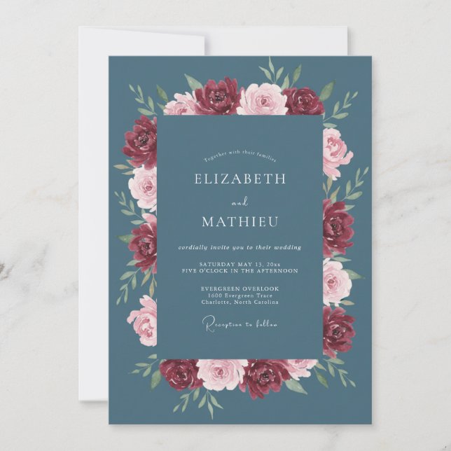 Invitación Boda de invierno Slate Blue Luxe (Anverso)