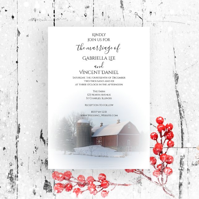 Invitación Boda de Invierno Snowy Barn y Silo (Subido por el creador)