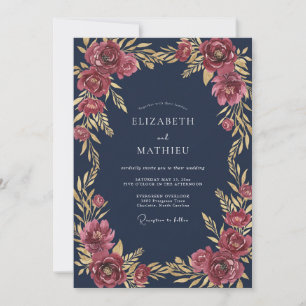 Invitación Boda de Invierno Soberana Azul Marino