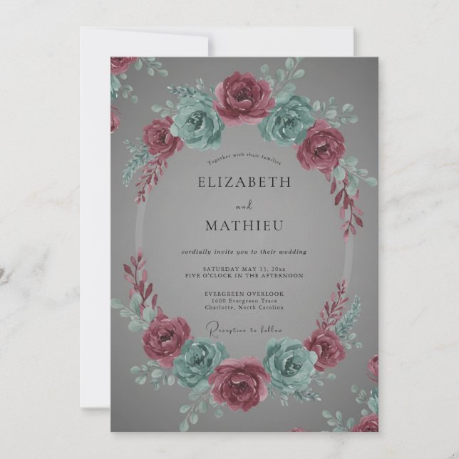 Invitación Boda de invierno sofisticada con rosa polvorienta (Anverso)