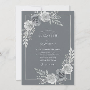 Invitación Boda de invierno sofisticada en gris acero