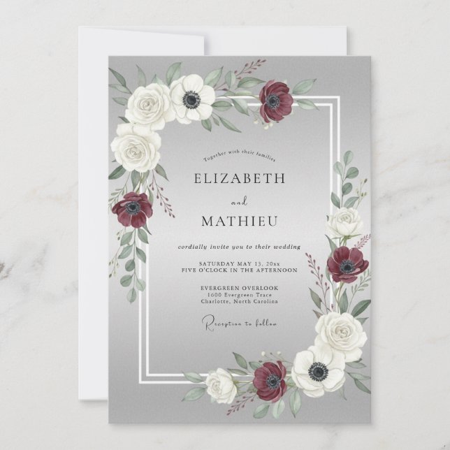 Invitación Boda de invierno sofisticada plateada (Anverso)