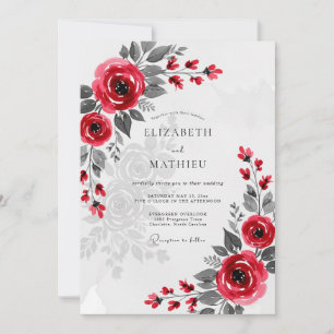 Invitación Boda de invierno sofisticada y carmesí