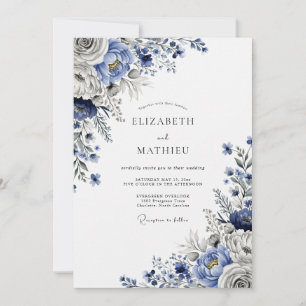 Invitación Boda de invierno sublime azul acero