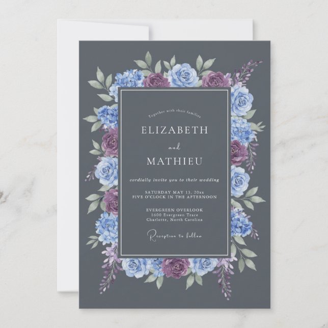 Invitación Boda de invierno sublime gris pizarra (Anverso)