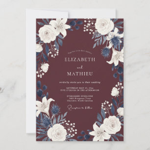 Invitación Boda de invierno suntuosa de Borgoña