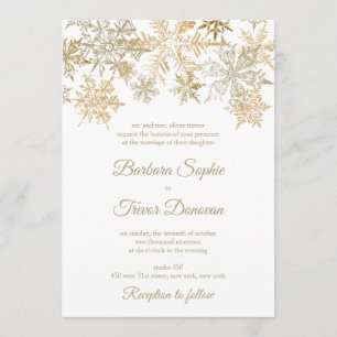 Invitación Boda de Invierno Temática de Navidades con copos d