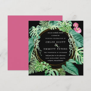 Invitación Boda de invierno tropical rosa floral exótica trop