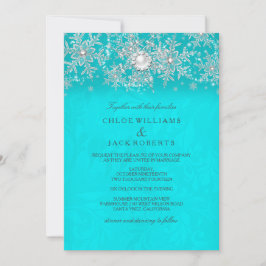 Invitación Boda de Invierno Turquesa Cristal Perla Copo de Ni