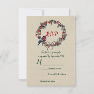 Invitación Boda de invierno Vacaciones de Navidad Acebo Fruta