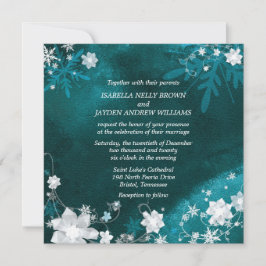 Invitación Boda de Invierno verde azulada con Escarcha Blanca