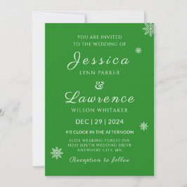 Invitación Boda de invierno verde selvática moderna