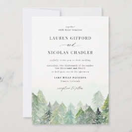 Invitación Boda de Invierno Watercolor Snowy Woodland