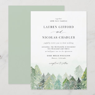 Invitación Boda de Invierno Watercolor Snowy Woodland