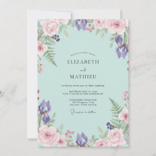 Invitación Boda de Iris Eucalipto Púrpura Acuático