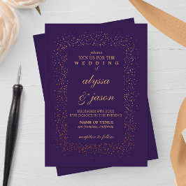 Invitación Boda de irrupciones de confetti de Ametist y Bronz