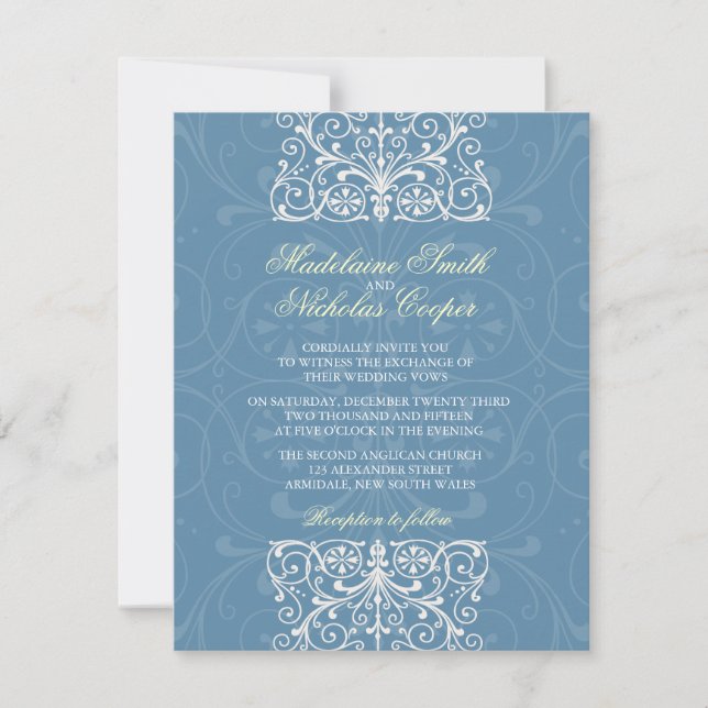 Invitación boda de isabelina azul de la fuerza aérea de orige (Anverso)