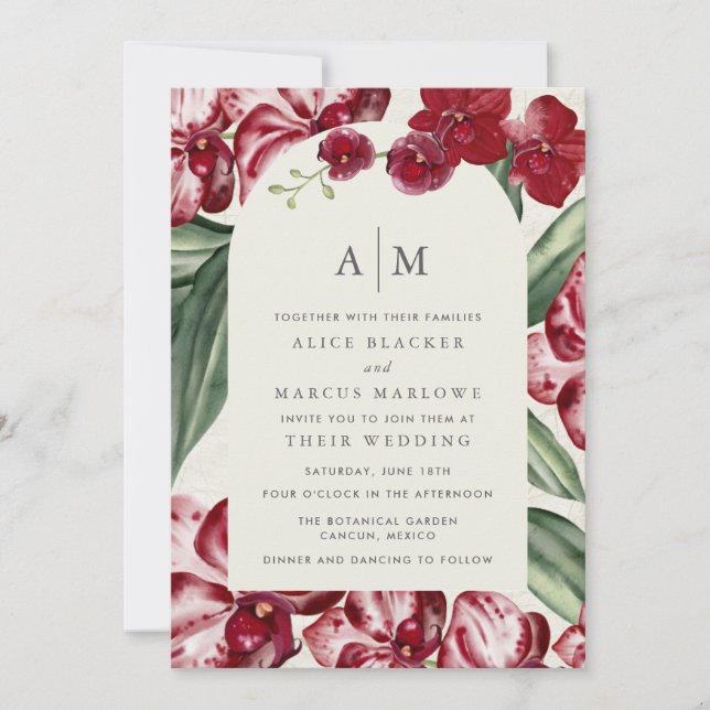 Invitación Boda de Isla Hawaiana de Orquídea Tropical (Anverso)