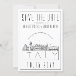 Invitación Boda de Italia | Estilizado Skyline Guardar la fec