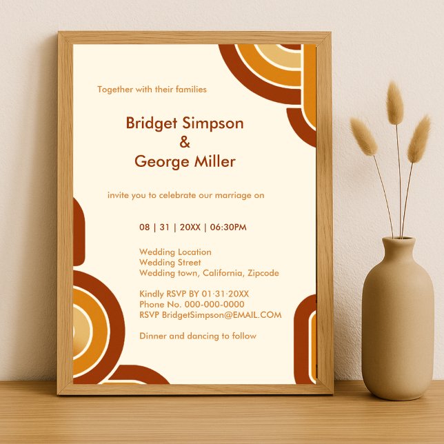 Invitación boda de ivory Bold Retro 1970 (Subido por el creador)