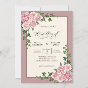 Invitación Boda de Ivy y Peonía Rosada