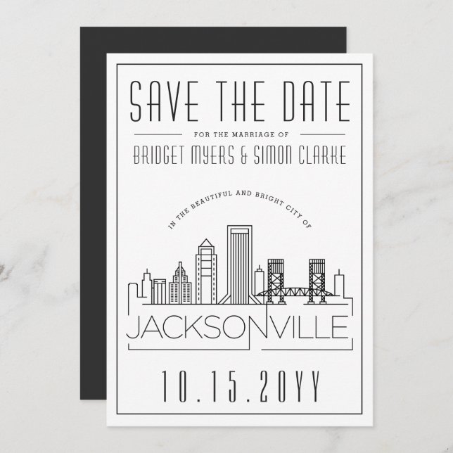 Invitación Boda de Jacksonville | Línea de horizonte Guardar  (Anverso / Reverso)