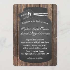 Invitación Boda de Jar Chalkboard único de Mason Rústica de m